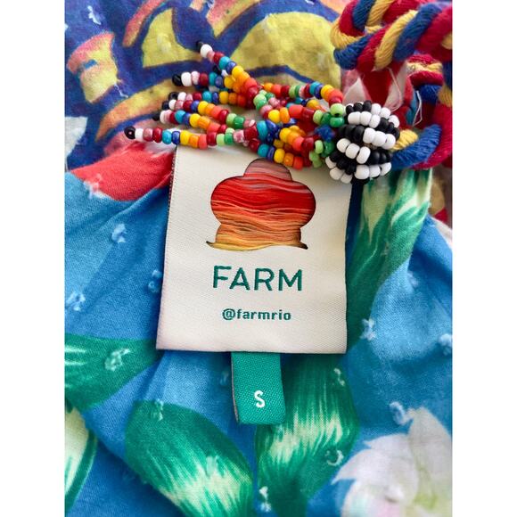 FARM RIO MAXI DRESS FLOWY SZ SMALL TROPICAL FRUITY PRINT MAXIMALIST AESTHETIC - Picture 7 of 16